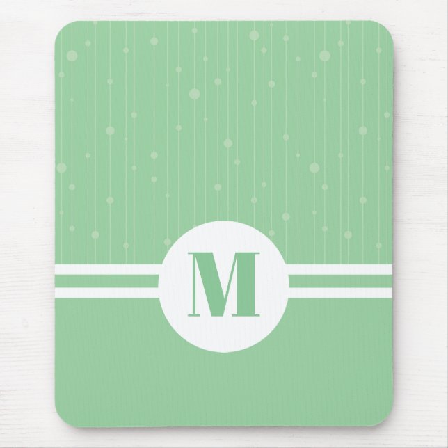 Minzgrün Streifen Monogramm Pastellfarben minimal Mousepad (Vorne)