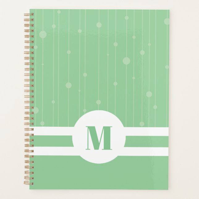 Minzgrün Streifen Monogramm Pastellfarben minimal Planer (Vorderseite)