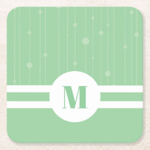 Minzgrün Streifen monogramm Pastellfarben modern Rechteckiger Pappuntersetzer