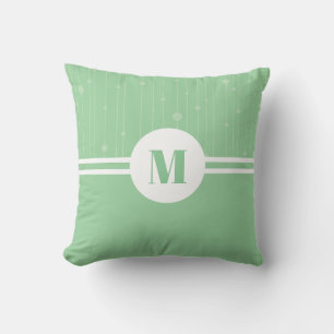 Minzgrün Streifen pastellfarben Minimal-Monogramm- Kissen