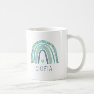 Minzgrün und blauer Boho Regenbogen Kaffeetasse