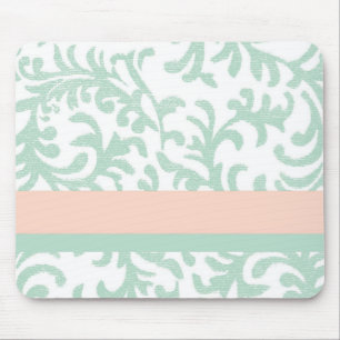 Minzgrün und Pfirsichrosa Blumenmuster Mousepad