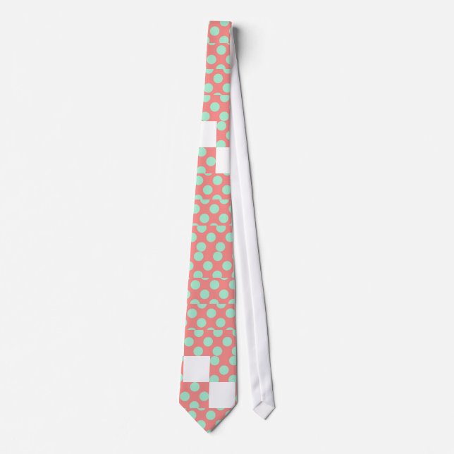 Minzgrün und rosa Polka-Punktmuster Krawatte (Vorderseite)