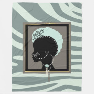 Minzgrün und schwarzer Zebradruck auf Punk Fleecedecke
