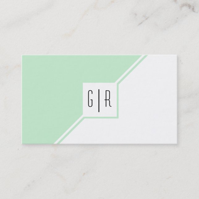 Minzgrün und weiß, modern monogramm geometrisch visitenkarte (Vorderseite)
