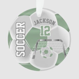 Minzgrün und Weiß personalisieren ⚽ Fußball-B Ornament