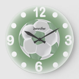 Minzgrün und weißer Fußball-Ball Große Wanduhr