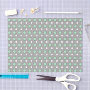 Minzgrün weiß und grau mit Polka-Punkten Seidenpapier