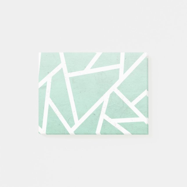Minzgrün-weiße Mosaikmuster Post-it Klebezettel (Vorderseite)