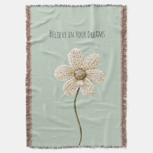Minzgrüne Creme-Faux-Strick-Blume Decke