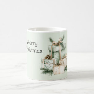 Minzgrüne Creme-Geschenke Tannenzapfen Weihnachten Kaffeetasse