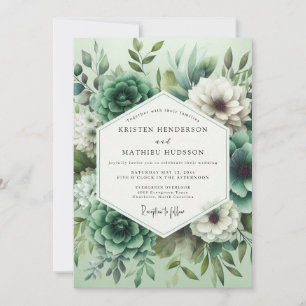 Minzgrüne florale Opulenz-Hochzeit Einladung