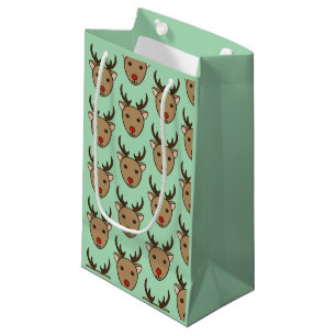 Minzgrüne-Rentiere-Weihnachtsgeschenktasche Kleine Geschenktüte