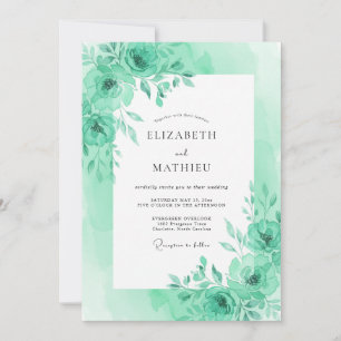 Minzgrüne ruhige Foliage-Hochzeit Einladung