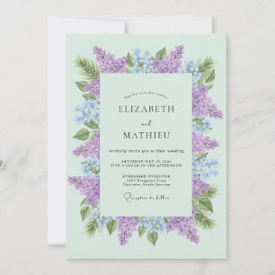 Minzgrüne ruhige Lilienhochzeit Einladung