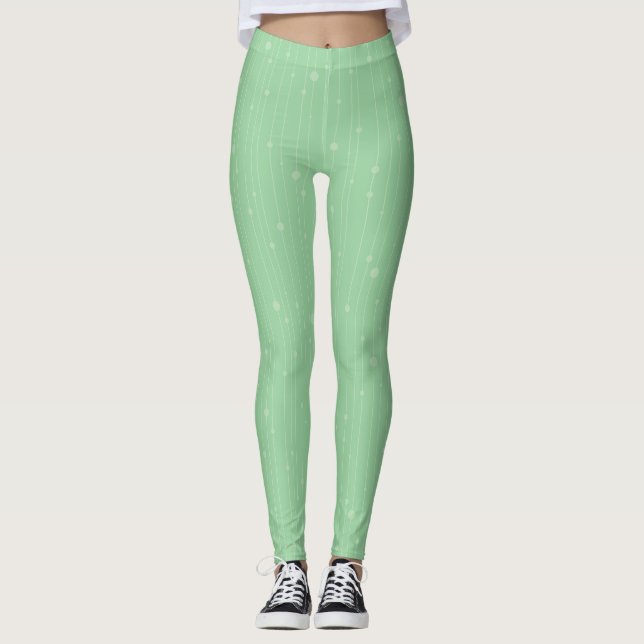 Minzgrüne Streifen und moderne Öko Leggings (Vorderseite)
