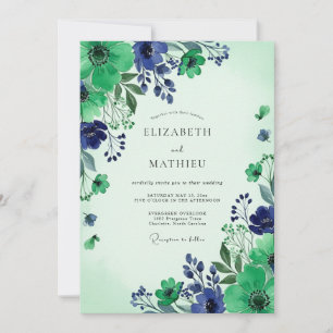 Minzgrüne üppige botanische Hochzeit Einladung