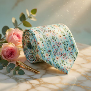 Minzgrüne Wildblume Krawatte