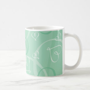 Minzgrünes Herzmuster Kaffeetasse