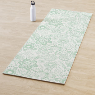 Minzgrünes Retro-Blume Yogamatte