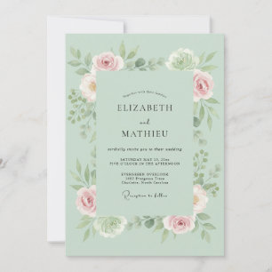 Minzige sanfte florale Umarmung Hochzeit Einladung