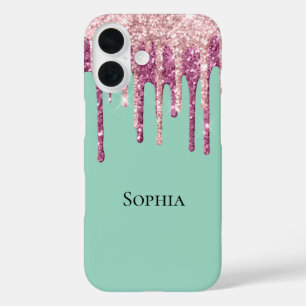 Minzrosa Rosa Eiscreme Glitzer Tropfen iPhone 16 Hülle