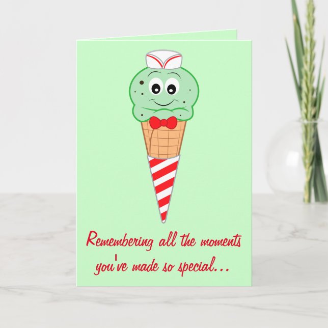 Minzschokolade Chip Ice Cream Vatertag Karte (Vorderseite)
