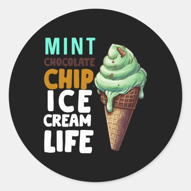 Minzschokolade Chip Ice Creme für Runder Aufkleber (Vorderseite)