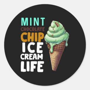 Minzschokolade Chip Ice Creme für Runder Aufkleber