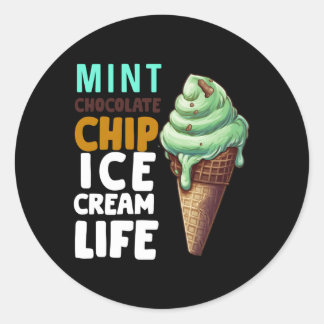 Minzschokolade Chip Ice Creme für Runder Aufkleber