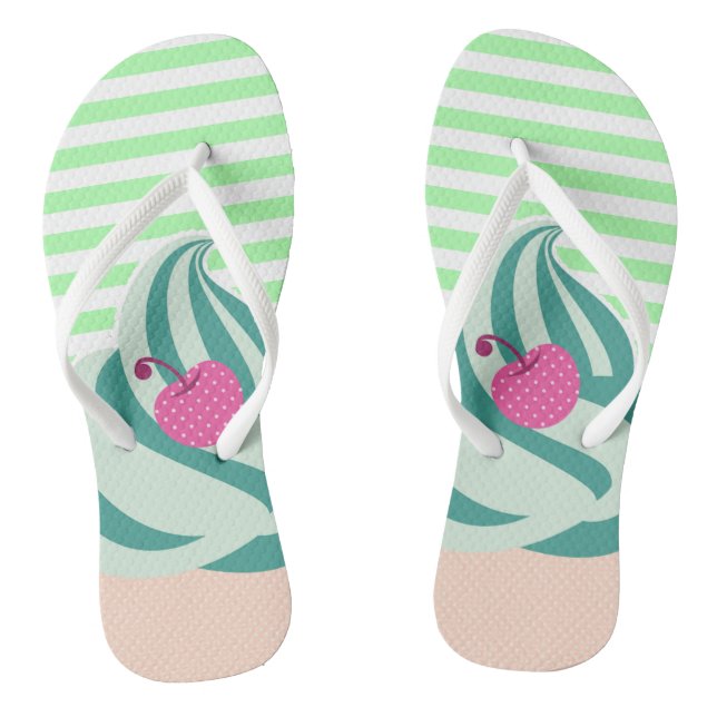 Minzschwenken Eiscreme Niedlich gestrichen Flip Flops (Fußbett)