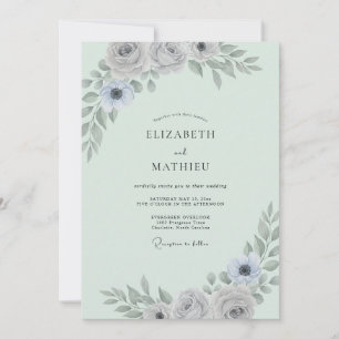 Minzsilber-Laub-Eukalyptus-Hochzeit Einladung