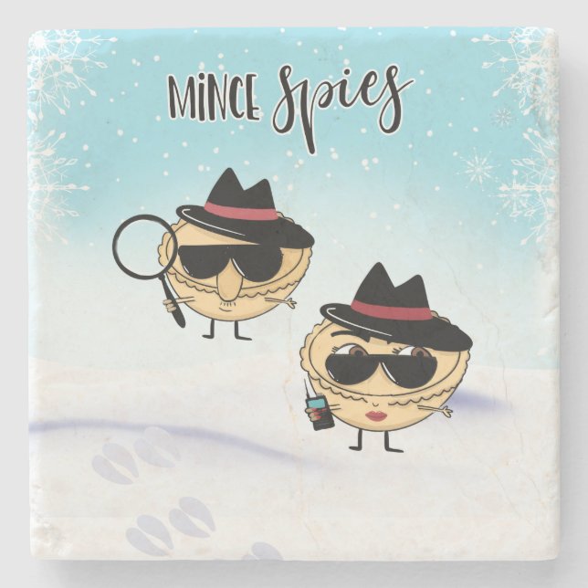 Minzspies Witz mince pice witzige Witze Weihnachte Steinuntersetzer (Vorderseite)