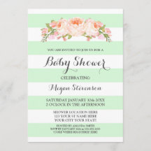 Minzstreifen-Wasserfarben-Blumen-Baby-Party