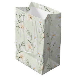 Minzweiße Creme-Hibiskus-Blumen-Brautparty Mittlere Geschenktüte