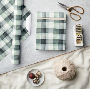 Minzweißschwarzes Karomuster mit Streifen Geschenkpapier
