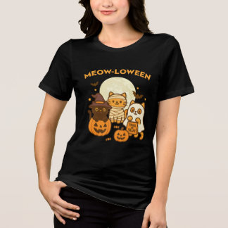 Mioween - Niedliches Halloween Cat Costume Design Tri-Blend Shirt