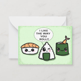 Mir gefällt die Art, wie du Kawaii Sushi Card spie Mitteilungskarte