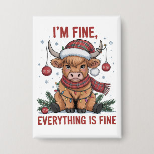 Mir geht's gut, alles ist gut Weihnachten Highland Button