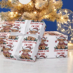 Mir geht's gut, alles ist gut Weihnachten Highland Geschenkpapier