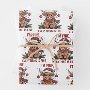 Mir geht's gut, alles ist gut Weihnachten Highland Geschenkpapier Set