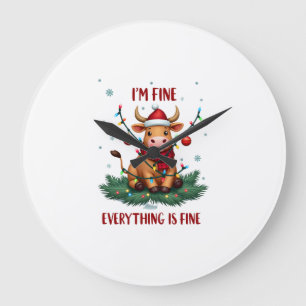 Mir geht's gut, alles ist gut Weihnachten Highland Große Wanduhr