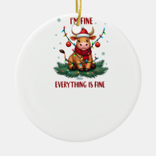 Mir geht's gut, alles ist gut Weihnachten Highland Keramik Ornament