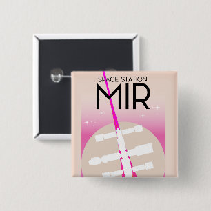 MIR Russian Space Station Poster Button