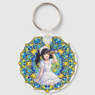 Mirabella au soleil – Porte-clés Mandala Bleu Or