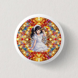 Mirabella in Golden Glow – Kaleidoscope Mandala  Button