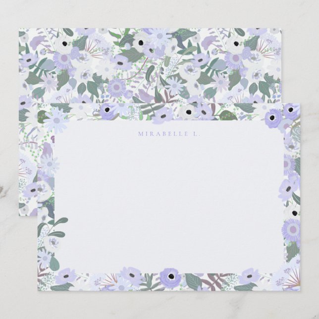 Mirabelle Flat Note Card in Lilac Mitteilungskarte (Vorne/Hinten)