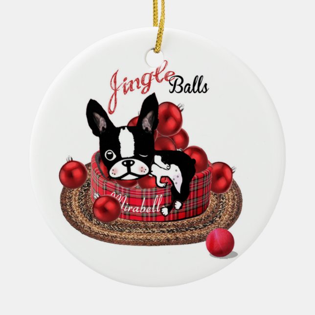 Mirabellen-Klingelglockenverzierung Bostons Keramik Ornament (Vorne)