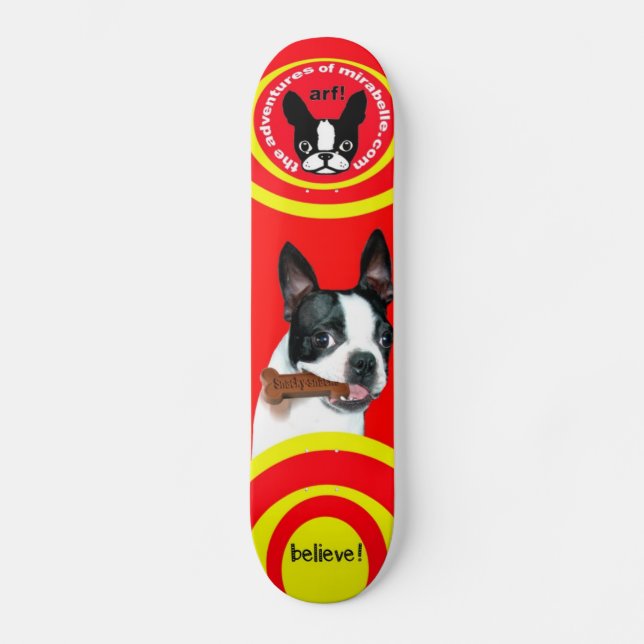 Mirabellen-Skateboard Bostons Terrier Skateboard (Vorderseite)