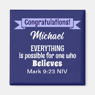 Miracle Bible Verse Christlich Faith Dark Blue Magnet